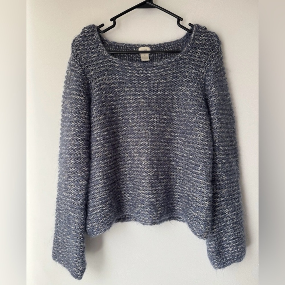 Vintage J Jill Blue Loose Knit Cotton Mohair Blend Sweater Medium
